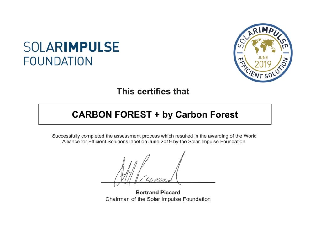 The Carbon Forest method is recognized as a sustainable and efficient solution by the scientific experts of the Solar Impulse foundation.